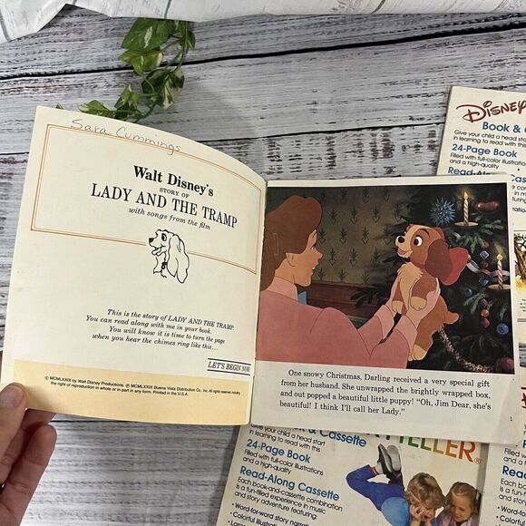 Lot of 4 Vintage Disney Read A Long Books Dumbo Cinderella Sleeping Beauty Tramp - Picture 8 of 12